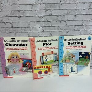 LET"S LEARN ABOUT STORY ELEMENTS: Setting Plot Characters Lot 3 Books Teaching